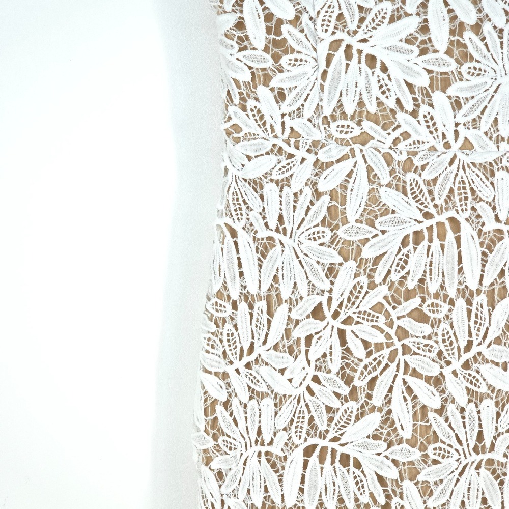 Lulus Nude Midi Sheath Dress Women's Large Lace Sleeveless Floral Naked Wedding - Picture 10 of 16